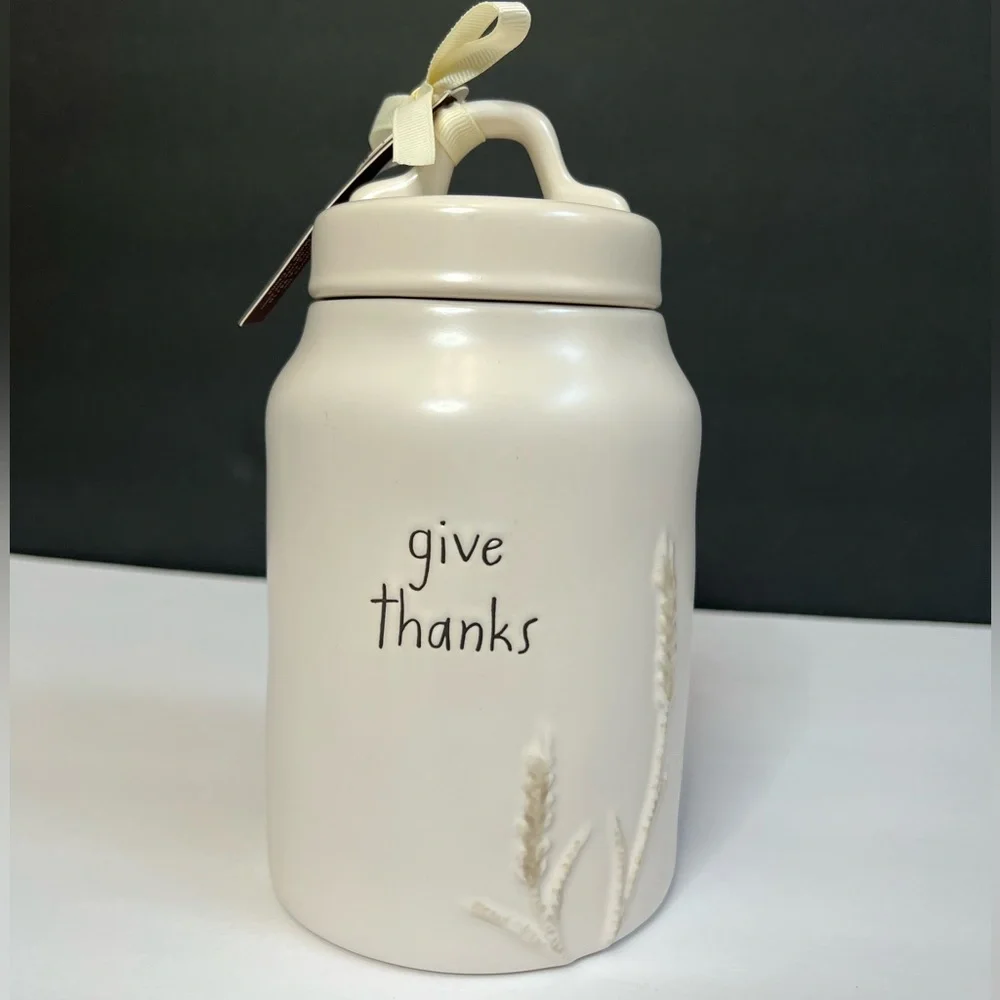 NWT Rae Dunn Give Thanks Cream Canister